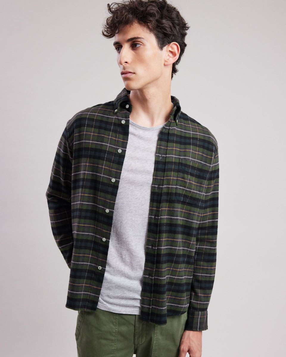 Chemise Homme en flanelle à carreaux Vert & Noir Pitt - Image principale