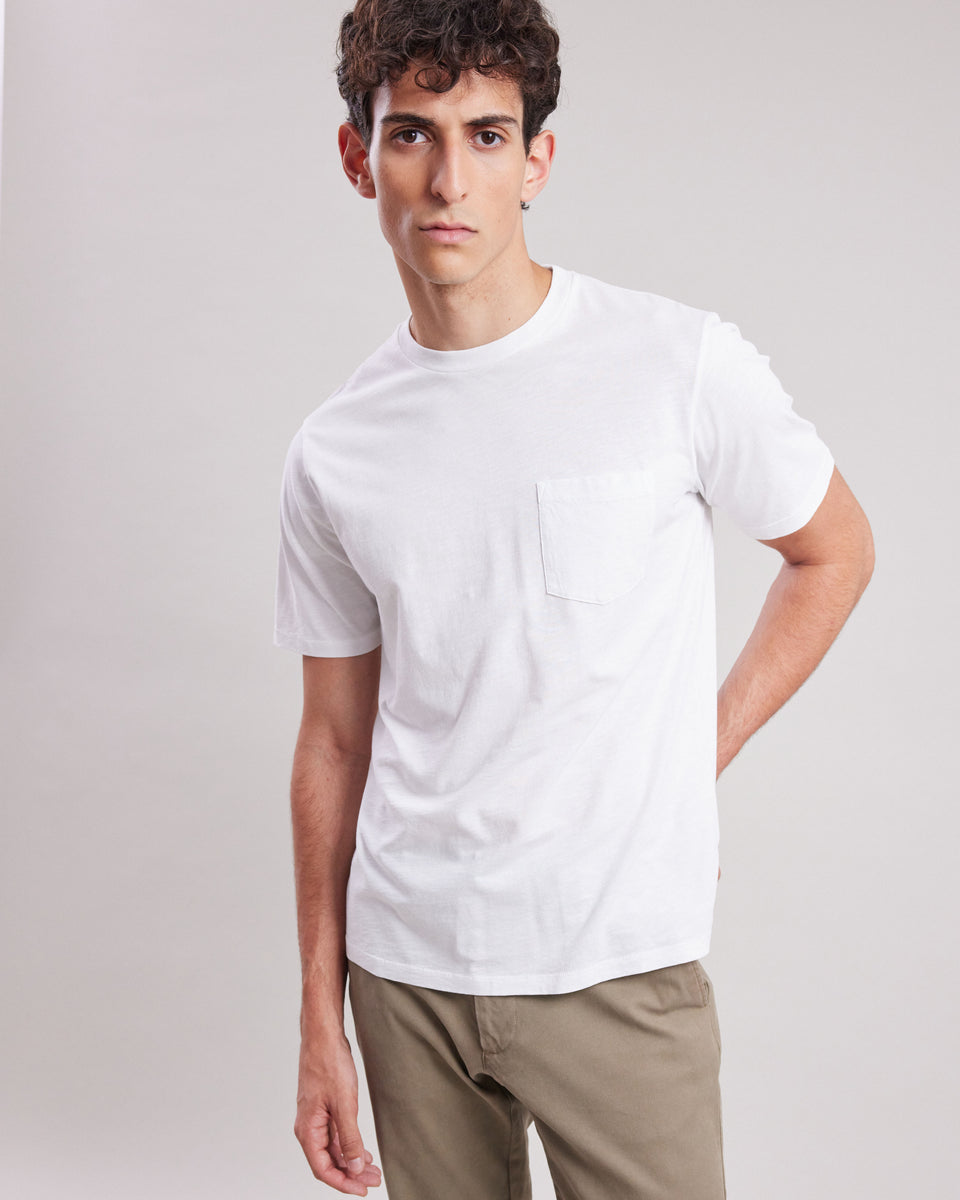 Tee shirt Homme en coton slub Blanc Pocket - Image alternative