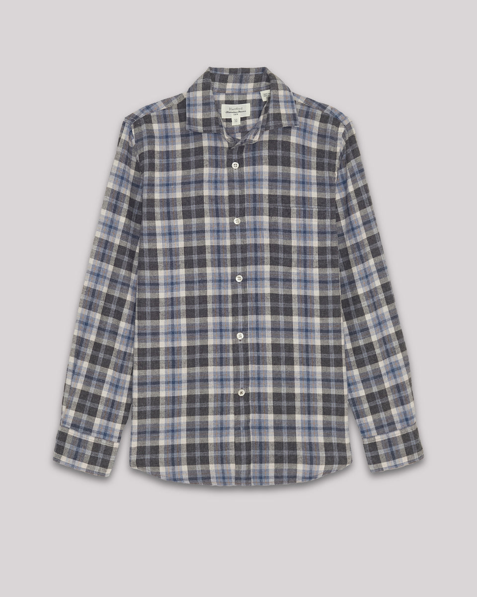 Chemise Garcon en flanelle à carreaux Gris & Bleu Paul - Image principale